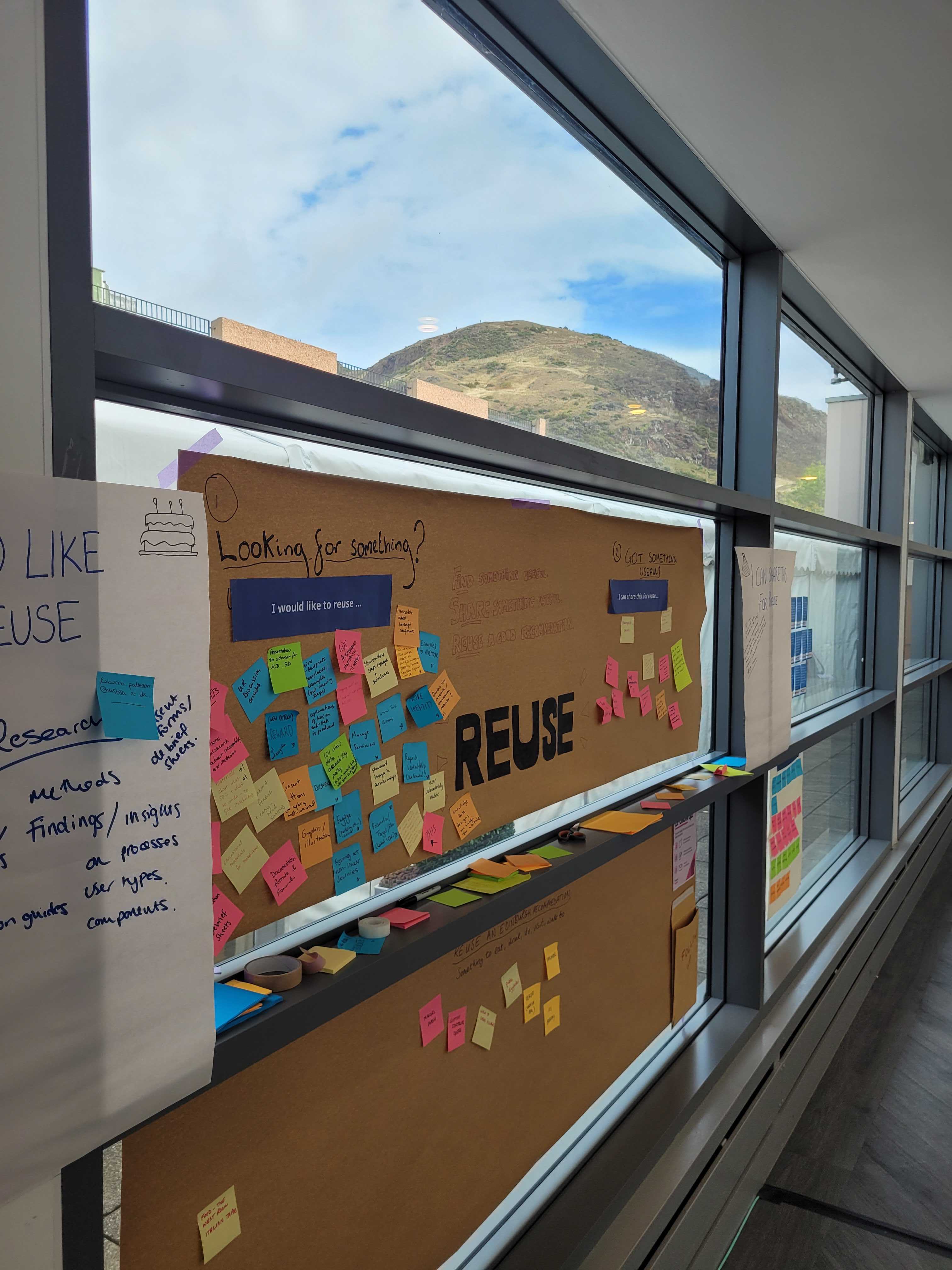 Great Wall of Reuse board with sticky notes at the SD in Gov conference in Edinburgh
